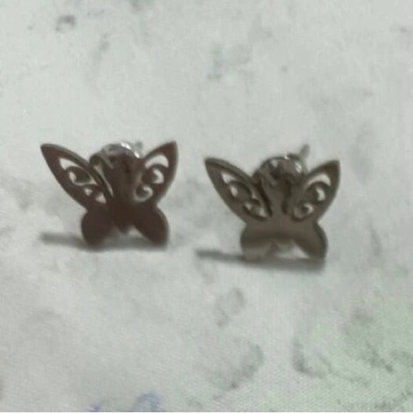 “Curlicue Butterfly” Coil Spiral Swirl Loop Twist Scroll Ringlet Mini Steel Stud - Picture 15 of 16